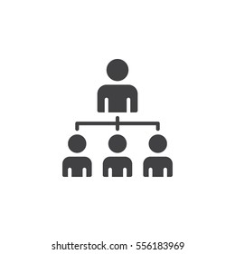 Organizational structure of the company icon vector, filled flat sign, solid pictogram isolated on white. Leadership symbol, logo illustration