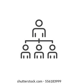 Organizational structure of the company line icon, outline vector sign, linear pictogram isolated on white. Leadership symbol, logo illustration