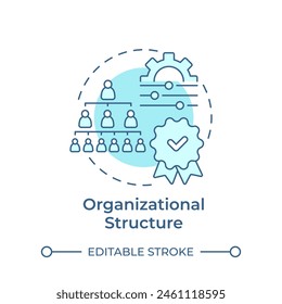 Organizational structure soft blue concept icon. Company organization, hierarchy pyramid. Round shape line illustration. Abstract idea. Graphic design. Easy to use in infographic, presentation