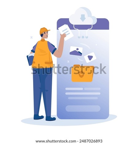 Organize file folder, Backup copy data document, Vector illustration