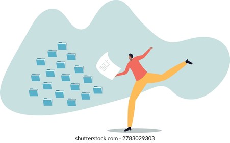 Organize files folder or archive document to be index, administration work, plan or file management, arrange online data or paperwork. human life and situation.vector illustration.