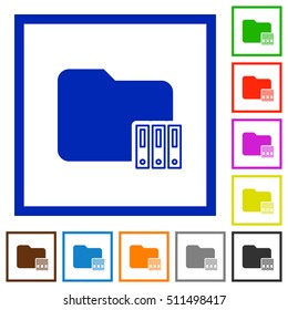 Organize folder flat color icons in square frames