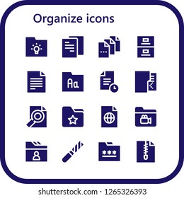  organize icon set. 16 filled organize icons. Simple modern icons about  - Folder, File, Filing cabinet
