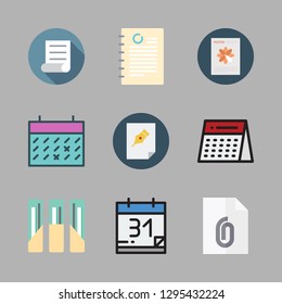 organize icon set. vector set about document, calendar and file icons set.