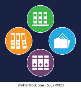 Organize icons set. set of 4 organize filled icons such as binder