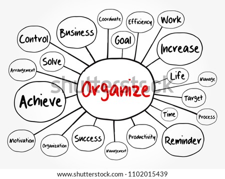 ORGANIZE mind map flowchart, business concept for presentations and reports