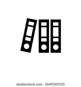 Organize Office Folders, Stack Books Solid Flat Vector Icon Isolated on White Background.