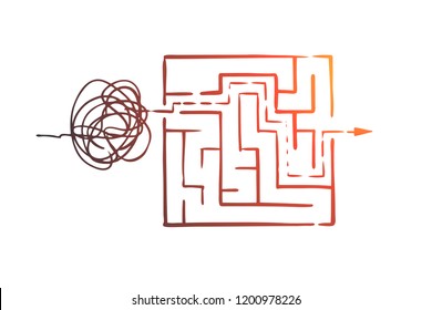 Organize, order, control, sort, chaos concept. Hand drawn from chaos to order symbol concept sketch. Isolated vector illustration.