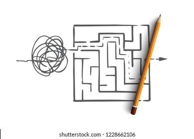 Organize, Order, Control, Sort, Chaos Concept. Hand Drawn From Chaos To Order Symbol Concept Sketch. Isolated Vector Illustration.