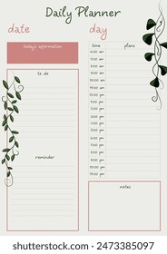 Organize tasks with a stylish greenery daily planner for efficient schedule management