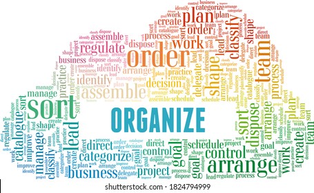 Organize vector illustration word cloud isolated on a white background.