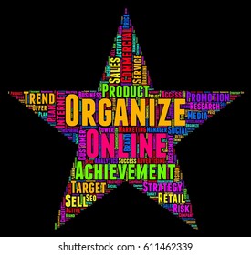 Organize word cloud colorful text star typography