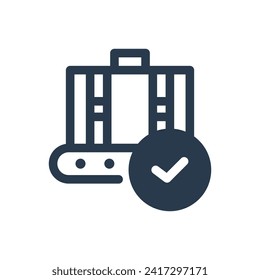 Ilustración del icono del vector del área de reclamo de equipaje organizado
