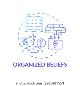 Organized beliefs blue gradient concept icon. Institutional religion. Spirituality and faith. Religious value idea thin line illustration. Vector isolated outline RGB color drawing