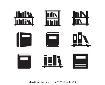 Organized bookshelf silhouette with intellectual and creative ambiance