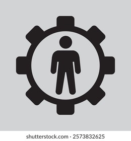organized competence icon with a man inside a gear