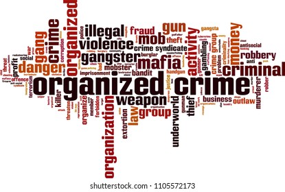 Organized Crime Word Cloud Concept. Vector Illustration