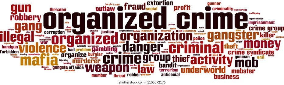 Organized Crime Word Cloud Concept. Vector Illustration