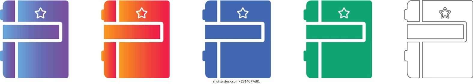 Organized document portfolio icons featuring a star highlight, ideal for professional credentials, project management tools, or academic record systems.