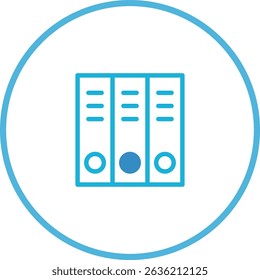 Organized documentation: Blue line art illustration of office binders icon