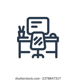 Organized Office Desk Vector Icon Illustration