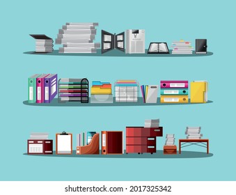 organized paperwork office files on shelves