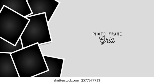 Organized photo frame grid mockup template design with text space