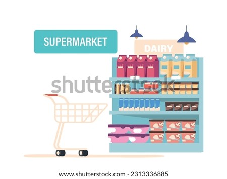 Organized Rows Of Products Neatly Displayed On A Supermarket Shelf, Offering A Wide Variety Of Groceries, Snacks