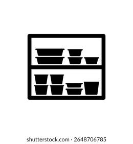 Organized Shelf of Prepped Meals Ready for Consumption Icon