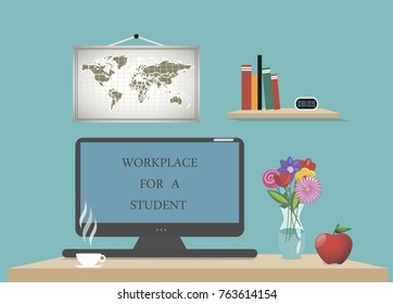An organized workplace for studying online online.