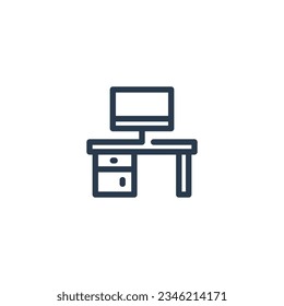 Organized workspace for study or work, desk icon