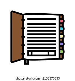 vector de icono de color del libro organizador. signo del libro del organizador. ilustración de símbolo aislado