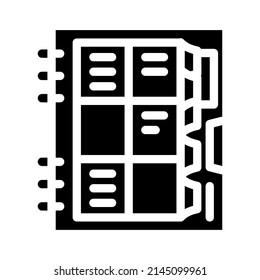 organizer book glyph icon vector. organizer book sign. isolated contour symbol black illustration