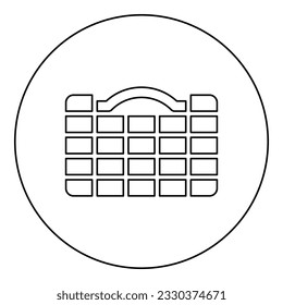 Organizer case for tools toolbox instruments toolkit box set industrial cells hardware container icon in circle round black color vector illustration image outline contour line thin style
