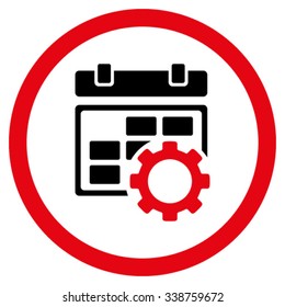 Organizer Configuration vector icon. Style is bicolor flat rounded symbol, intensive red and black colors, rounded angles, white background.