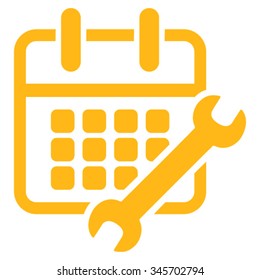 Organizer Configure vector icon. Style is flat symbol, yellow color, rounded angles, white background.