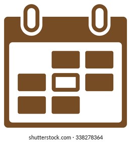 Organizer Date vector icon. Style is flat symbol, brown color, rounded angles, white background.