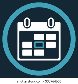 Organizer Date vector icon. Style is bicolor flat rounded symbol, blue and white colors, rounded angles, dark blue background.