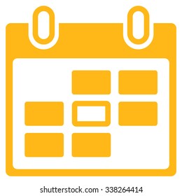 Organizer Day vector icon. Style is flat symbol, yellow color, rounded angles, white background.