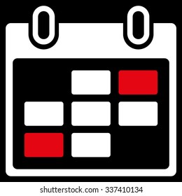 Organizer Days vector icon. Style is bicolor flat symbol, red and white colors, rounded angles, black background.
