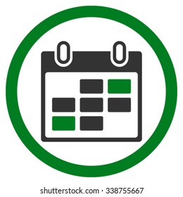 Organizer Days vector icon. Style is bicolor flat rounded symbol, green and gray colors, rounded angles, white background.