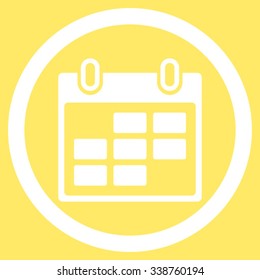Organizer Days vector icon. Style is flat rounded symbol, white color, rounded angles, yellow background.