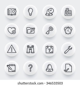 Organizer flat contour icons on white buttons.