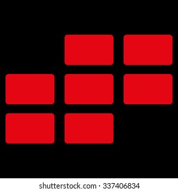 Organizer Grid vector icon. Style is flat symbol, red color, rounded angles, black background.
