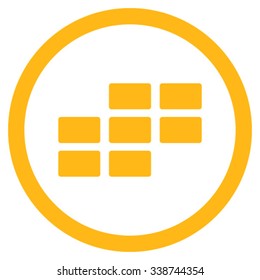 Organizer Grid vector icon. Style is flat rounded symbol, yellow color, rounded angles, white background.