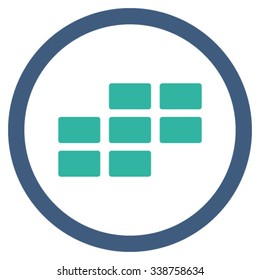Organizer Grid vector icon. Style is bicolor flat rounded symbol, cobalt and cyan colors, rounded angles, white background.