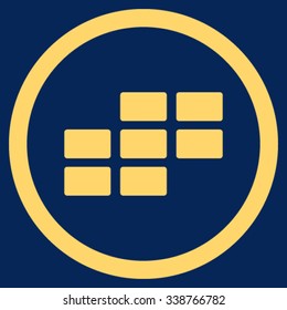 Organizer Grid vector icon. Style is flat rounded symbol, yellow color, rounded angles, blue background.