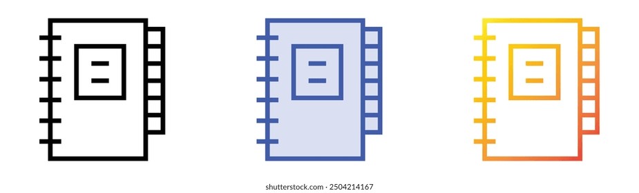 icono del organizador. Lineal, relleno azul y diseño de estilo degradado aislado sobre fondo blanco