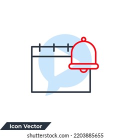 organizer icon logo vector illustration. calendar and bell notification symbol template for graphic and web design collection