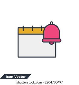 ilustración vectorial del logotipo del icono organizador. plantilla de símbolo de notificación de calendario y timbre para colección de diseño gráfico y web